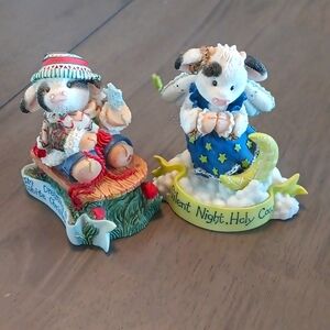 Mary Moo Moos Christmas Figurines (2)